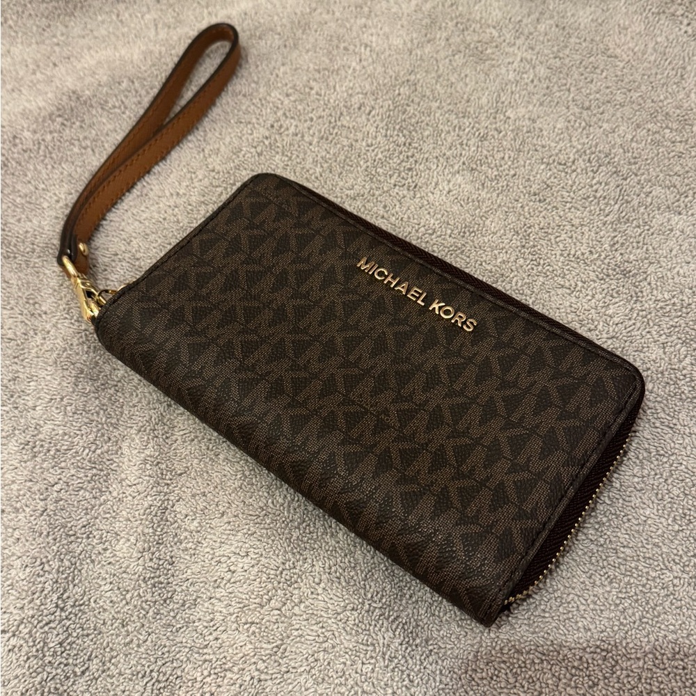 Michael Kors Dark Brown Monogram Wristlet